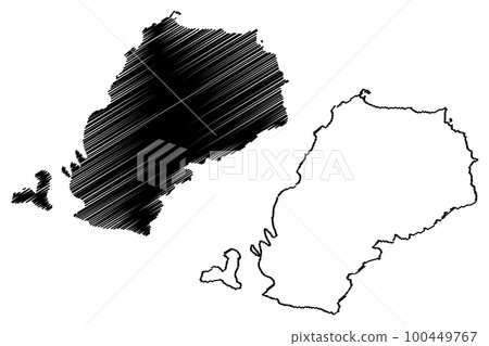 Agistri island (Hellenic Republic, Greece, Greek island) map vector illustration, scribble sketch Angistri or Agkistri map 100449767