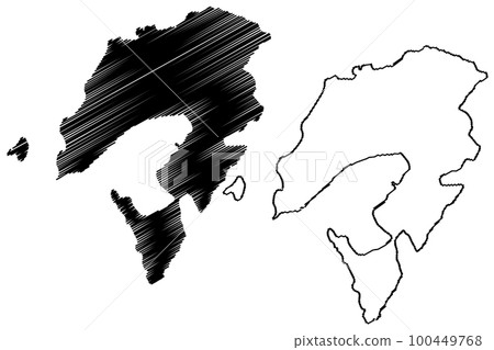 Alimia island (Hellenic Republic, Greece, Greek island) map vector illustration, scribble sketch Alimnia, Eulimna or Evlimnia map 100449768