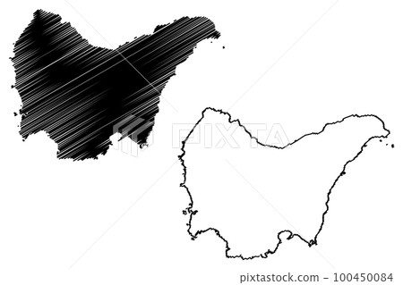 Othonoi island (Hellenic Republic, Greece, Greek island) map vector illustration, scribble sketch Othoni or Calypso map 100450084