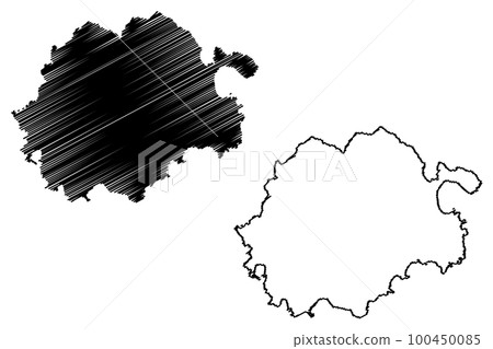 Pano Koufonisi island (Hellenic Republic, Greece, Greek island) map vector illustration, scribble sketch Koufonisia map 100450085