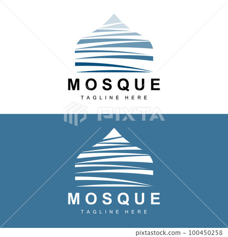Mosque Logo, Islamic Worship Design, Eid Al Fitr Mosque Building Vector Icon Template, Ramadan, Eid Al Adha 100450258