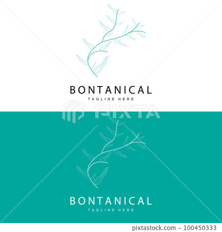 Botanical Logo, Nature Plant Design, Flower Plant Icon Vector With Line Model Botanical Logo, Nature Plant Design, Flower Plant Icon Vector With Line Model 100450333