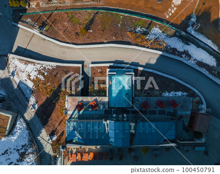 Outdoors infinity pool with an amazing view on the Zermatt Matterhorn peak. Luxury hotel concept. Infinity outdoor pool in the Alps. Outdoors infinity pool with an amazing view on the Zermatt Matterhorn peak. Luxury hotel concept. Infinity outdoor pool in the Alps. 100450791
