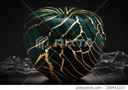 image of an apple made of malachite inlaid with gold threads image of an apple made of malachite inlaid with gold threads 100451221