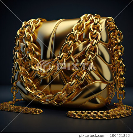 gold bag with chain decoration.image of a bag created by AI gold bag with chain decoration.image of a bag created by AI 100451233