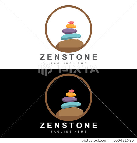 Balance Stone Logo Design, Vector Therapy Stone, Massage Stone, Hot Stone And Zenstone, Product Brand Illustration 100451589