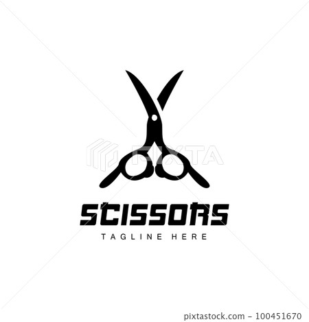 Scissors Logo, Cutting Tools Vector, Barbershop Razor Scissors Simple Design, Illustration Template Icon 100451670