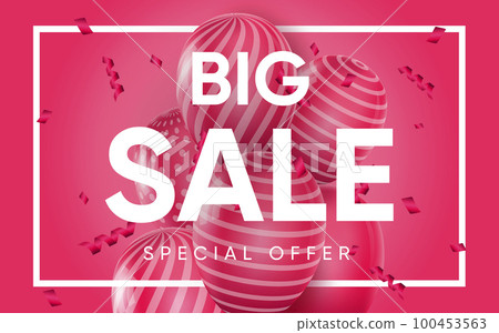 3d poster of Big Sale realistic design. Special offer discount price website background. Shopping, retail, save money concept. Marketing and promotion. Vector illustration of advertising web banner 3d poster of Big Sale realistic design. Special offer discount price website background. Shopping, retail, save money concept. Marketing and promotion. Vector illustration of advertising web banner 100453563
