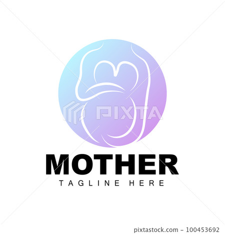 Pregnant Logo, Mom And Baby Health Care Design, Pregnant And Baby Medicine Brand Icon Vector 100453692