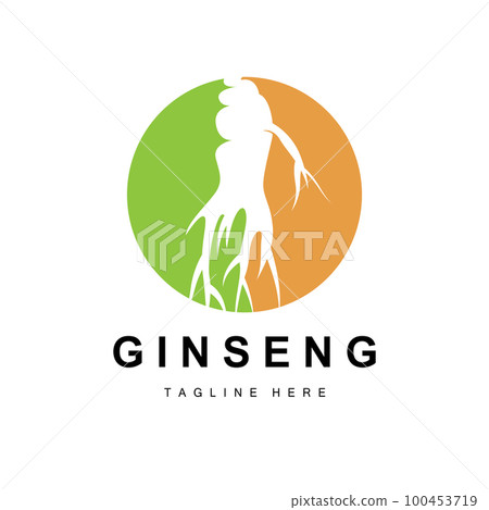 Ginseng Logo, Herbal Plant Vector, Natural Herbal Medicine, Ginseng Herbal Drink Icon 100453719
