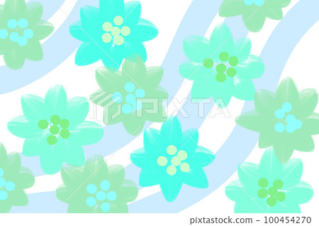 漂浮在水面上的花 花澆水 淋浴滴噴泉 雨季和大花 清爽插畫 雨 水滴 小雨 100454270