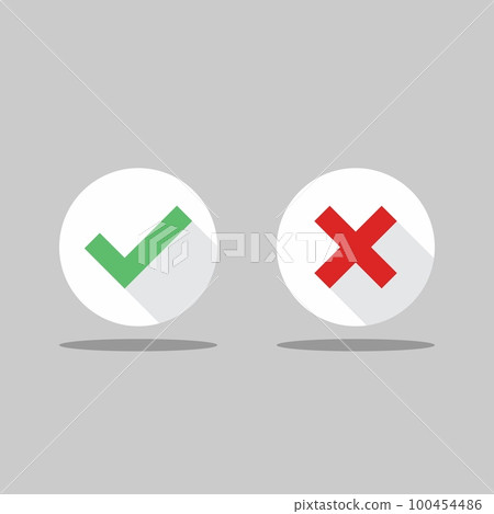 Check and wrong marks, Tick and cross marks, Accepted/Rejected, Approved/Disapproved, Yes/No, Right/Wrong, Green/Red, Correct/False, Ok/Not Ok - vector mark symbols in green and red. Isolated icon. Check and wrong marks, Tick and cross marks, Accepted/Rejected, Approved/Disapproved, Yes/No, Right/Wrong, Green/Red, Correct/False, Ok/Not Ok - vector mark symbols in green and red. Isolated icon. 100454486