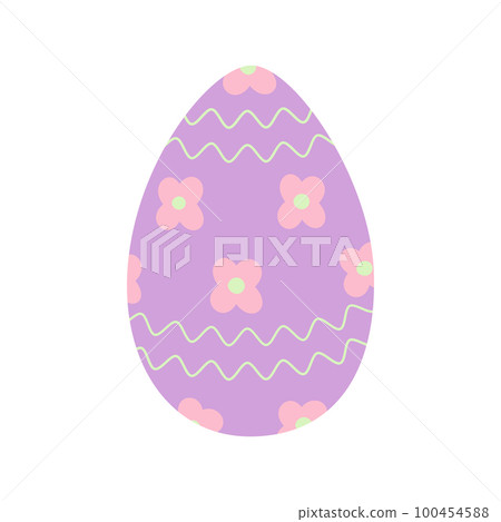 Easter egg in trendy lilac with abstract pattern of wavy lines and flowers. Happy Easter. Holiday Easter egg in trendy lilac with abstract pattern of wavy lines and flowers. Happy Easter. Holiday 100454588