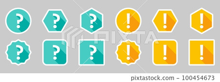 Question mark Icon Set, FAQ sign, Help symbol. Exclamation mark Icon Set, Attention sign, Caution icon, Hazard warning symbol. Light blue and Yellow style. White stroke design. Question mark Icon Set, FAQ sign, Help symbol. Exclamation mark Icon Set, Attention sign, Caution icon, Hazard warning symbol. Light blue and Yellow style. White stroke design. 100454673