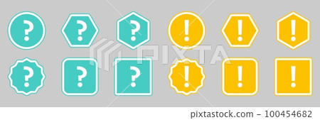 Question mark Icon Set, FAQ sign, Help symbol. Exclamation mark Icon Set, Attention sign, Caution icon, Hazard warning symbol. Light blue and Yellow style. Question mark Icon Set, FAQ sign, Help symbol. Exclamation mark Icon Set, Attention sign, Caution icon, Hazard warning symbol. Light blue and Yellow style. 100454682
