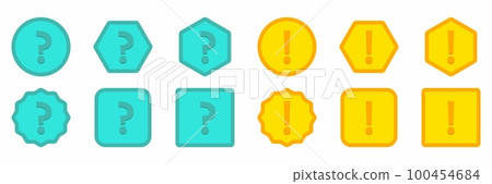 Question mark Icon Set, FAQ sign, Help symbol. Exclamation mark Icon Set, Attention sign, Caution icon, Hazard warning symbol. Light blue and Yellow style. Question mark Icon Set, FAQ sign, Help symbol. Exclamation mark Icon Set, Attention sign, Caution icon, Hazard warning symbol. Light blue and Yellow style. 100454684