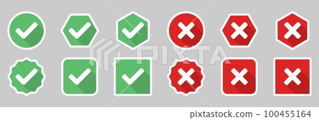 Check and wrong marks Icon Set, Tick and cross marks, Accepted,Rejected, Approved,Disapproved, Yes,No, Right,Wrong, Green,Red, Correct,False, Ok,Not Ok - vector mark symbols. White stroke design. Check and wrong marks Icon Set, Tick and cross marks, Accepted,Rejected, Approved,Disapproved, Yes,No, Right,Wrong, Green,Red, Correct,False, Ok,Not Ok - vector mark symbols. White stroke design. 100455164