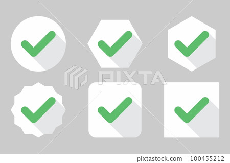 Check marks Icon Set, Tick marks, Accepted, Approved, Yes, Correct, Ok, Right Choices, Task Completion, Voting. - vector mark symbols in green. Check marks Icon Set, Tick marks, Accepted, Approved, Yes, Correct, Ok, Right Choices, Task Completion, Voting. - vector mark symbols in green. 100455212