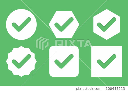 Check marks Icon Set, Tick marks, Accepted, Approved, Yes, Correct, Ok, Right Choices, Task Completion, Voting. - vector mark symbols in green. Check marks Icon Set, Tick marks, Accepted, Approved, Yes, Correct, Ok, Right Choices, Task Completion, Voting. - vector mark symbols in green. 100455213