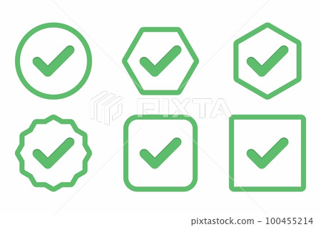 Check marks Icon Set, Tick marks, Accepted, Approved, Yes, Correct, Ok, Right Choices, Task Completion, Voting. - vector mark symbols in green. Check marks Icon Set, Tick marks, Accepted, Approved, Yes, Correct, Ok, Right Choices, Task Completion, Voting. - vector mark symbols in green. 100455214