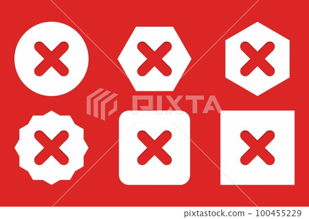 Wrong marks Icon Set, Cross marks, Rejected, Disapproved, No, False, Not Ok, Wrong Choices, Task Completion, Voting. - vector mark symbols in red. 100455229
