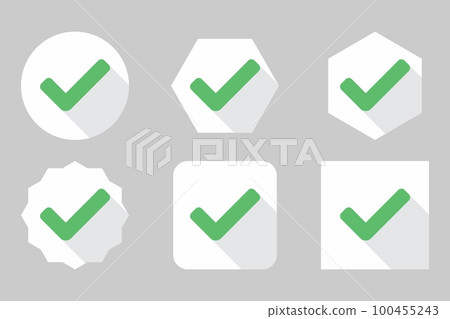Check marks Icon Set, Tick marks, Accepted, Approved, Yes, Correct, Ok, Right Choices, Task Completion, Voting. - vector mark symbols in green. Check marks Icon Set, Tick marks, Accepted, Approved, Yes, Correct, Ok, Right Choices, Task Completion, Voting. - vector mark symbols in green. 100455243