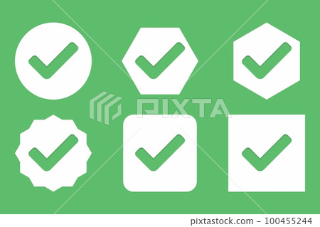 Check marks Icon Set, Tick marks, Accepted, Approved, Yes, Correct, Ok, Right Choices, Task Completion, Voting. - vector mark symbols in green. Check marks Icon Set, Tick marks, Accepted, Approved, Yes, Correct, Ok, Right Choices, Task Completion, Voting. - vector mark symbols in green. 100455244
