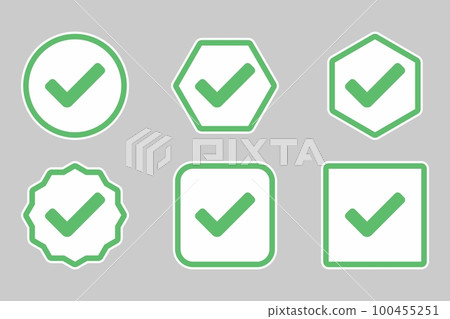 Check marks Icon Set, Tick marks, Accepted, Approved, Yes, Correct, Ok, Right Choices, Task Completion, Voting. - vector mark symbols in green. Check marks Icon Set, Tick marks, Accepted, Approved, Yes, Correct, Ok, Right Choices, Task Completion, Voting. - vector mark symbols in green. 100455251