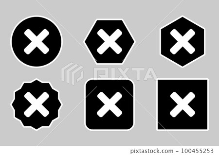 Wrong marks Icon Set, Cross marks, Rejected, Disapproved, No, False, Not Ok, Wrong Choices, Task Completion, Voting. - vector mark symbols. White outline design. 100455253