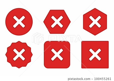 Wrong marks Icon Set, Cross marks, Rejected, Disapproved, No, False, Not Ok, Wrong Choices, Task Completion, Voting. - vector mark symbols in red. Wrong marks Icon Set, Cross marks, Rejected, Disapproved, No, False, Not Ok, Wrong Choices, Task Completion, Voting. - vector mark symbols in red. 100455261