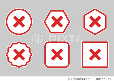 Wrong marks Icon Set, Cross marks, Rejected, Disapproved, No, False, Not Ok, Wrong Choices, Task Completion, Voting. - vector mark symbols in red. 100455265