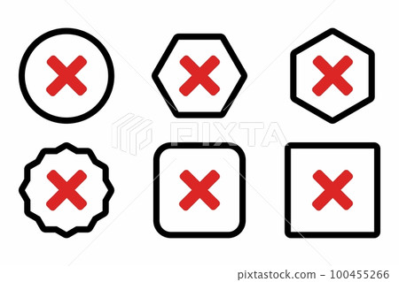 Wrong marks Icon Set, Cross marks, Rejected, Disapproved, No, False, Not Ok, Wrong Choices, Task Completion, Voting. - vector mark symbols in red. 100455266