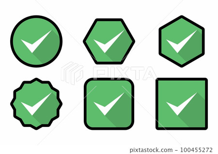 Check marks Icon Set, Tick marks, Accepted, Approved, Yes, Correct, Ok, Right Choices, Task Completion, Voting. - vector mark symbols in green. Black stroke design. Check marks Icon Set, Tick marks, Accepted, Approved, Yes, Correct, Ok, Right Choices, Task Completion, Voting. - vector mark symbols in green. Black stroke design. 100455272