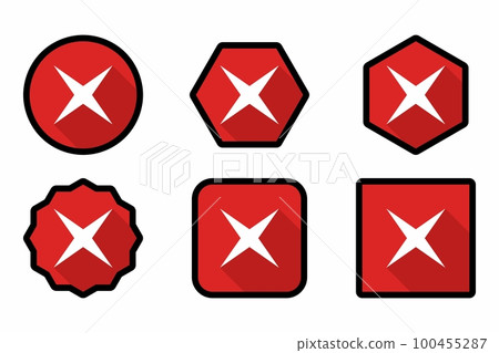 Wrong marks Icon Set, Cross marks, Rejected, Disapproved, No, False, Not Ok, Wrong Choices, Task Completion, Voting. - vector mark symbols in red. Black stroke design. Wrong marks Icon Set, Cross marks, Rejected, Disapproved, No, False, Not Ok, Wrong Choices, Task Completion, Voting. - vector mark symbols in red. Black stroke design. 100455287
