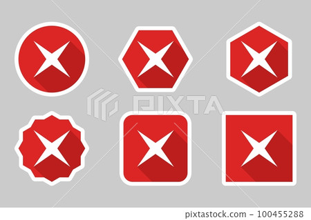 Wrong marks Icon Set, Cross marks, Rejected, Disapproved, No, False, Not Ok, Wrong Choices, Task Completion, Voting. - vector mark symbols in red. White stroke design. Wrong marks Icon Set, Cross marks, Rejected, Disapproved, No, False, Not Ok, Wrong Choices, Task Completion, Voting. - vector mark symbols in red. White stroke design. 100455288