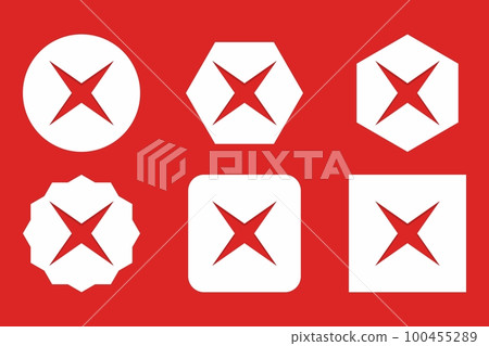Wrong marks Icon Set, Cross marks, Rejected, Disapproved, No, False, Not Ok, Wrong Choices, Task Completion, Voting. - vector mark symbols in red. Wrong marks Icon Set, Cross marks, Rejected, Disapproved, No, False, Not Ok, Wrong Choices, Task Completion, Voting. - vector mark symbols in red. 100455289
