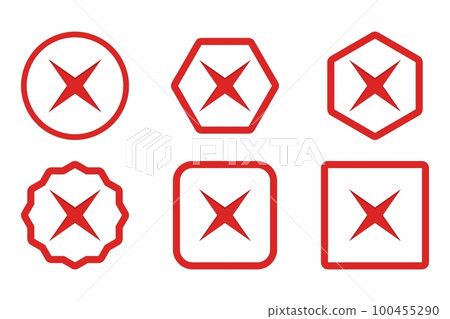 Wrong marks Icon Set, Cross marks, Rejected, Disapproved, No, False, Not Ok, Wrong Choices, Task Completion, Voting. - vector mark symbols in red. Wrong marks Icon Set, Cross marks, Rejected, Disapproved, No, False, Not Ok, Wrong Choices, Task Completion, Voting. - vector mark symbols in red. 100455290