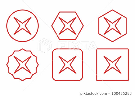 Wrong marks Icon Set, Cross marks, Rejected, Disapproved, No, False, Not Ok, Wrong Choices, Task Completion, Voting. - vector mark symbols in red. Wrong marks Icon Set, Cross marks, Rejected, Disapproved, No, False, Not Ok, Wrong Choices, Task Completion, Voting. - vector mark symbols in red. 100455293