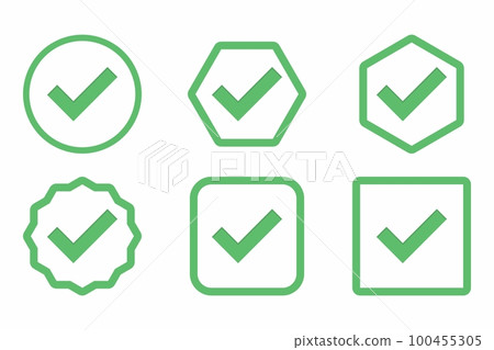 Check marks Icon Set, Tick marks, Accepted, Approved, Yes, Correct, Ok, Right Choices, Task Completion, Voting. - vector mark symbols in green. Check marks Icon Set, Tick marks, Accepted, Approved, Yes, Correct, Ok, Right Choices, Task Completion, Voting. - vector mark symbols in green. 100455305