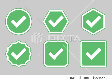 Check marks Icon Set, Tick marks, Accepted, Approved, Yes, Correct, Ok, Right Choices, Task Completion, Voting. - vector mark symbols in green. Check marks Icon Set, Tick marks, Accepted, Approved, Yes, Correct, Ok, Right Choices, Task Completion, Voting. - vector mark symbols in green. 100455309