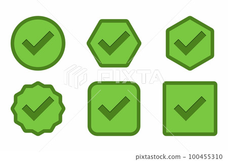 Check marks Icon Set, Tick marks, Accepted, Approved, Yes, Correct, Ok, Right Choices, Task Completion, Voting. - vector mark symbols in green. 100455310