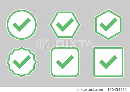Check marks Icon Set, Tick marks, Accepted, Approved, Yes, Correct, Ok, Right Choices, Task Completion, Voting. - vector mark symbols in green. Check marks Icon Set, Tick marks, Accepted, Approved, Yes, Correct, Ok, Right Choices, Task Completion, Voting. - vector mark symbols in green. 100455311