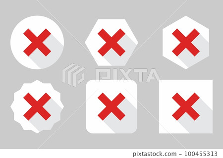 Wrong marks Icon Set, Cross marks, Rejected, Disapproved, No, False, Not Ok, Wrong Choices, Task Completion, Voting. - vector mark symbols in red. Wrong marks Icon Set, Cross marks, Rejected, Disapproved, No, False, Not Ok, Wrong Choices, Task Completion, Voting. - vector mark symbols in red. 100455313