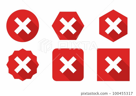 Wrong marks Icon Set, Cross marks, Rejected, Disapproved, No, False, Not Ok, Wrong Choices, Task Completion, Voting. - vector mark symbols in red. Wrong marks Icon Set, Cross marks, Rejected, Disapproved, No, False, Not Ok, Wrong Choices, Task Completion, Voting. - vector mark symbols in red. 100455317