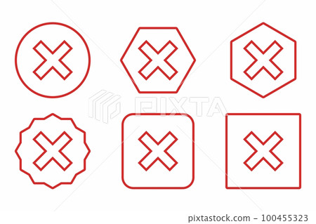 Wrong marks Icon Set, Cross marks, Rejected, Disapproved, No, False, Not Ok, Wrong Choices, Task Completion, Voting. - vector mark symbols in red. Wrong marks Icon Set, Cross marks, Rejected, Disapproved, No, False, Not Ok, Wrong Choices, Task Completion, Voting. - vector mark symbols in red. 100455323