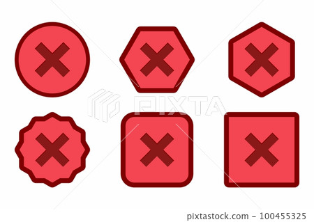 Wrong marks Icon Set, Cross marks, Rejected, Disapproved, No, False, Not Ok, Wrong Choices, Task Completion, Voting. - vector mark symbols in red. Wrong marks Icon Set, Cross marks, Rejected, Disapproved, No, False, Not Ok, Wrong Choices, Task Completion, Voting. - vector mark symbols in red. 100455325