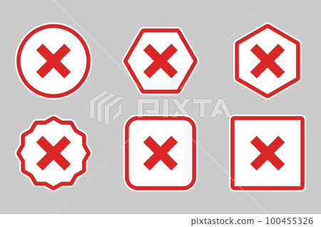 Wrong marks Icon Set, Cross marks, Rejected, Disapproved, No, False, Not Ok, Wrong Choices, Task Completion, Voting. - vector mark symbols in red. Wrong marks Icon Set, Cross marks, Rejected, Disapproved, No, False, Not Ok, Wrong Choices, Task Completion, Voting. - vector mark symbols in red. 100455326