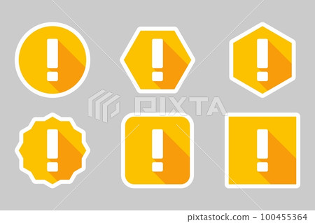 Exclamation mark, Attention sign, Caution icon, Hazard warning symbol, vector mark symbols Yellow style. White stroke design. Exclamation mark Icon Set. Exclamation mark, Attention sign, Caution icon, Hazard warning symbol, vector mark symbols Yellow style. White stroke design. Exclamation mark Icon Set. 100455364