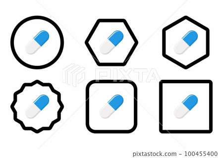 Blue Pill Capsule, Medicine, vector mark symbols green style. Pill Capsule Icon Set. 100455400
