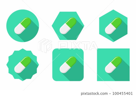 Green Pill Capsule, Medicine, vector mark symbols green style. Pill Capsule Icon Set. 100455401